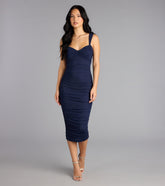 All About You Ruched Mesh Midi Dress