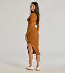 All Things Cozy High Slit Knit Midi Dress