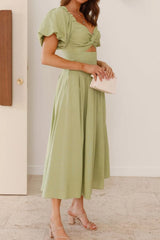 Sweetheart Neck Puff Sleeve Dress