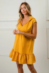 BiBi Ruffled French Terry Hooded Dress