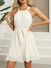 Tied Frill Sleeveless Mini Cami Dress