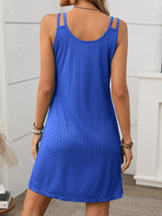 Texture Scoop Neck Double Spaghetti Strap Dress
