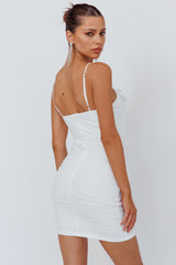 Senorita Embellished Ruched Mini Dress White