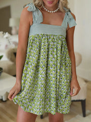 Printed Tie Shoulder Mini Cami Dress