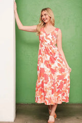 Lime 'N' Chili Sleeveless Floral Print V-Neck Midi Dress