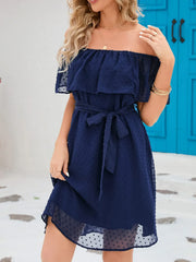 Off Should Short Sleeve Mini Dress