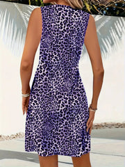Leopard V-Neck Sleeveless Mini Dress