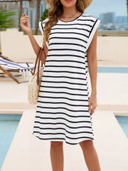 Striped Cap Sleeve Mini Dress