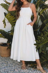 Stripe Square Neck Cami Dress with Pockets