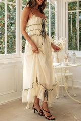 Frill Tied Front Midi Cami Dress
