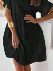 Round Neck Short Sleeve Mini Dress