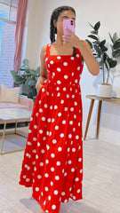 On Fire Polka Dot Midi Dress