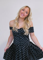 Come Over Polka Dot Pleated Dress