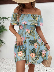 Printed Off Shoulder Mini Dress