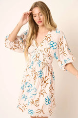 Mittoshop Flower Print Mocked Waist Mini Dress