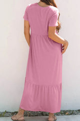 Solid Color High Waist Pocketed Tee Dress