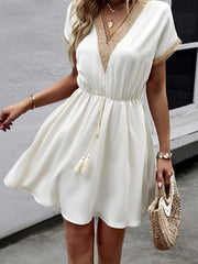 Full Size V-Neck Short Sleeve Dress Plus Size
