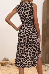 Leopard V-Neck Sleeveless Dress