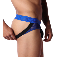 Dog Blue Jockstrap vista frontal de Gigo Underwear