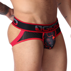 Dog Red Jockstrap vista frontal de Gigo Underwear