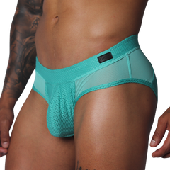 Evocative Aqua Brief vista frontal de Gigo Underwear