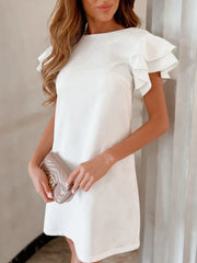 Ruffled Layered Short Sleeve Mini Dress
