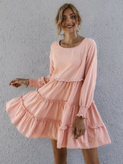 Frill Tiered Long Sleeve Mini Dress