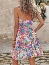 Smocked Printed Halter Neck Mini Dress