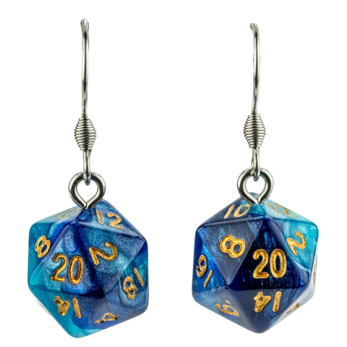 Lair Wear: D20 Dice Earrings: Blue/Light Blue with Gold FOC October 15, 2026