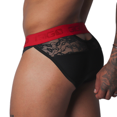 Romantic Black Brief vista frontal de Gigo Underwear