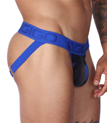 Star Blue Jockstrap vista frontal de Gigo Underwear