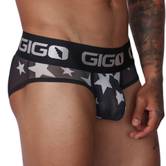 Star White Brief vista frontal de Gigo Underwear
