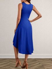Ruched Round Neck Sleeveless Dress