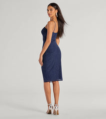 Glitz And Glimmer Glitter Mesh Wrap-Front Midi Dress