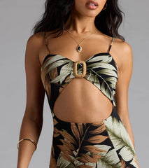 Destination Cutie Tropical Cutout Slit Maxi Dress