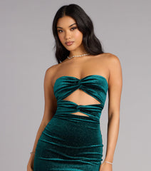 Midnight Spark Glitter Velvet Cutout Mini Dress