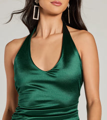 Iconic Aura Satin Halter Bodycon Mini Dress