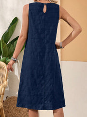 Ruffled Textured Round Neck Sleeveless Dress