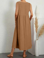 Full Size V-Neck Sleeveless Dress with Pockets Plus Size