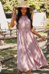 Button front sleeveless midi dress