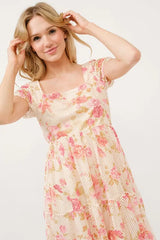 And The Why Square Neck Tiered Floral Fishnet Dress