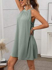 Textured Grecian Neck Mini Dress