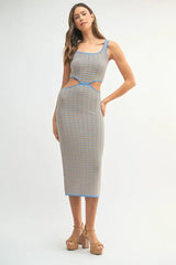 MABLE Multi Color Chevron Knit Bodycon Midi Dress