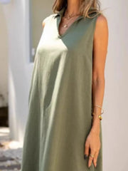 Full Size Side Slit Sleeveless Midi Dress Plus Size