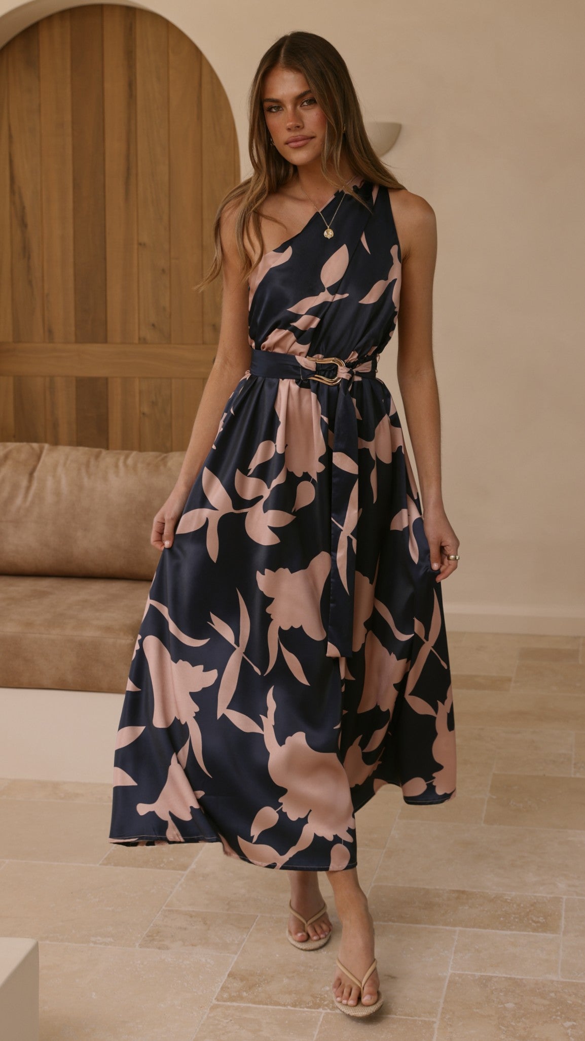 Hadas Maxi Dress - Navy/Pink Print