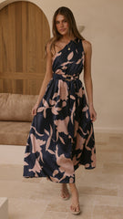 Hadas Maxi Dress - Navy/Pink Print