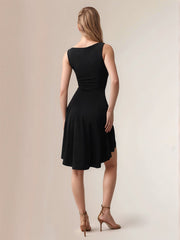High-Low Round Neck Sleeveless Mini Dress
