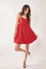 Davi & Dani Textured Sweetheart Neckline Bubble Hem Dress