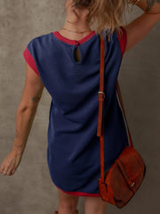 Round Neck Cap Sleeve Mini Dress