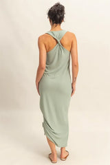 HYFVE Scoop Neck Side Tie Detail Midi Dress
